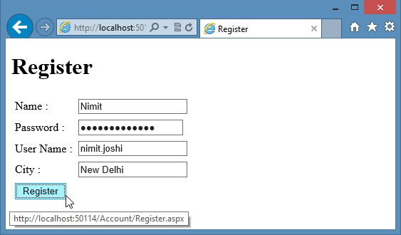 Registering User
